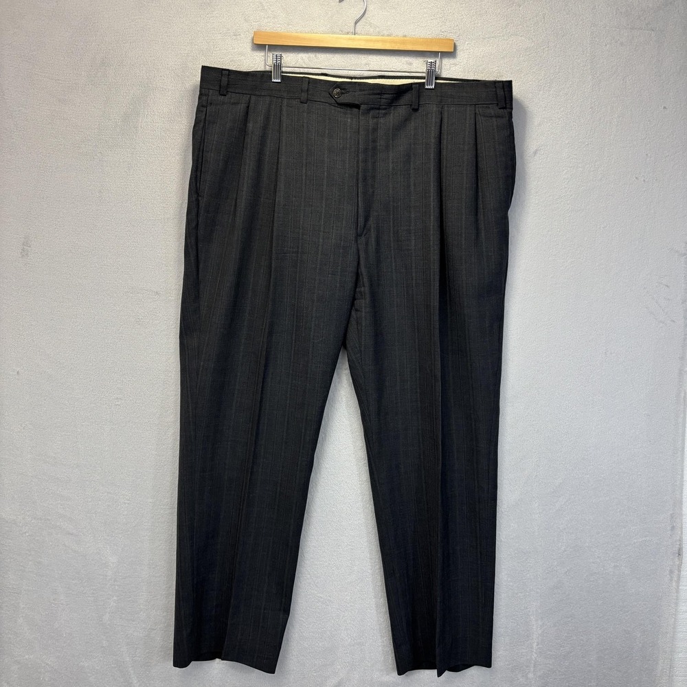 Vintage 2 Pc USA Made Double Breasted Suit Mens 44L 44x32 Old Money Jacket Pants - Picture 4 of 16